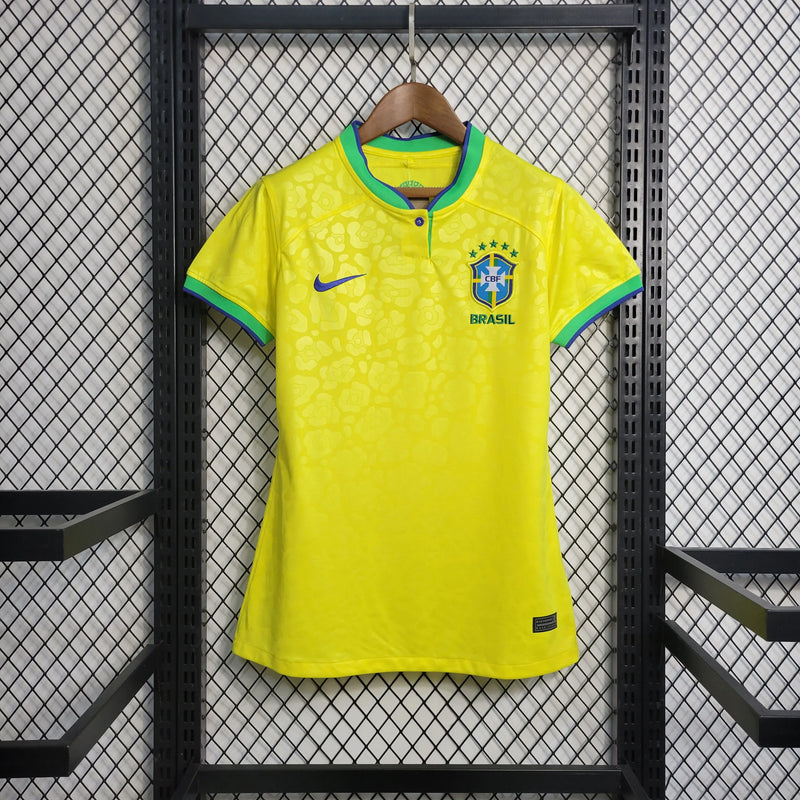 Camisa Brasil Home 22/23 - Torcedor Feminina Amarela - Camisa de Time Oficial - Buyit