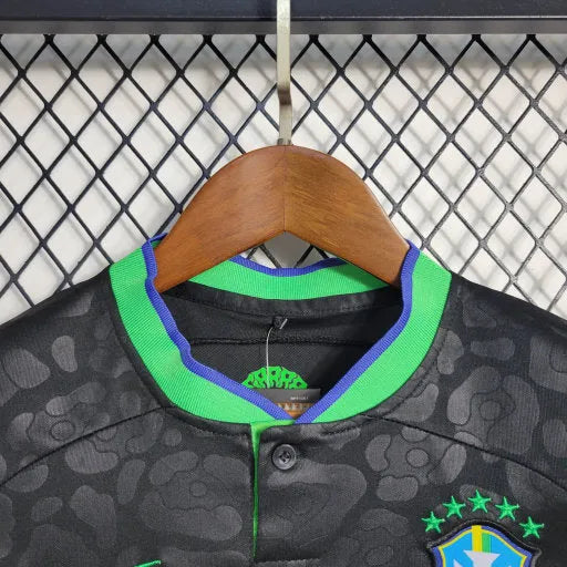 Camisa Brasil Leopardo 22/23 - Torcedor Infantil Preta e Verde - Camisa de Time Oficial - Buyit