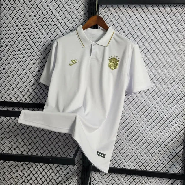 Camisa Brasil Polo 22/23 - Torcedor Masculina Branca e Dourada - Camisa de Time Oficial - Buyit