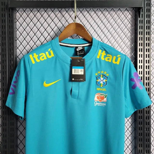 Camisa Brasil Pré Jogo 21/22 - Torcedor Masculina Azul Claro - Camisa de Time Oficial - Buyit