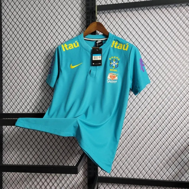 Camisa Brasil Pré Jogo 21/22 - Torcedor Masculina Azul Claro - Camisa de Time Oficial - Buyit