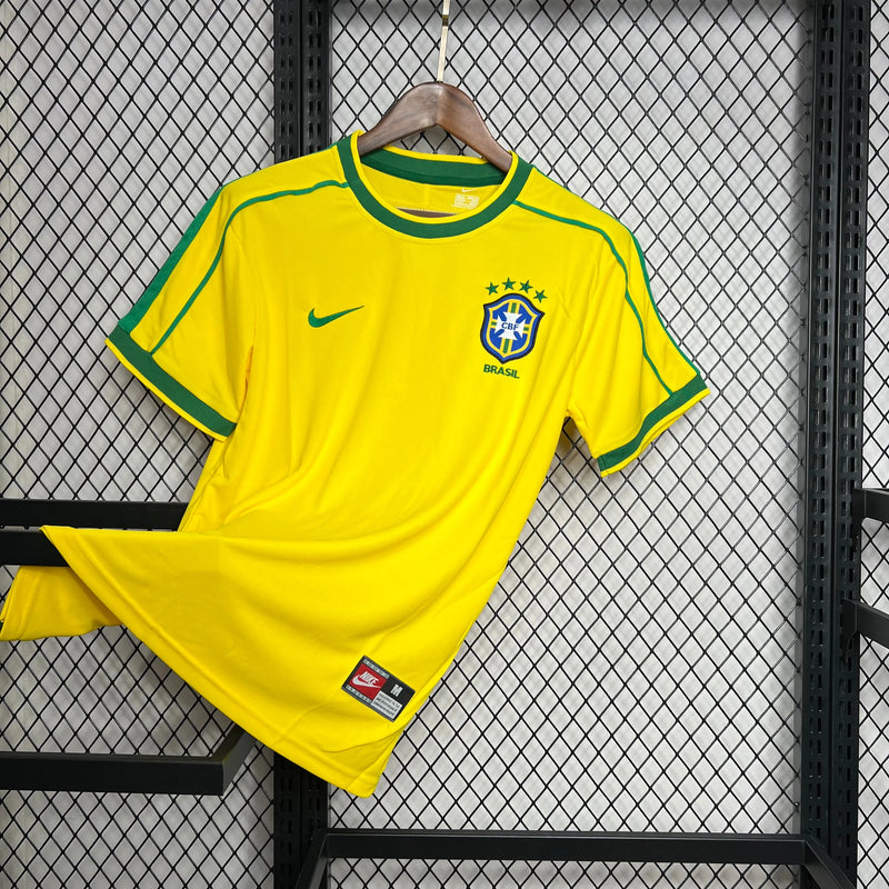 Camisa Brasil Retrô Home 1998 - Torcedor Masculina Amarela - Camisa de Time Oficial - Buyit