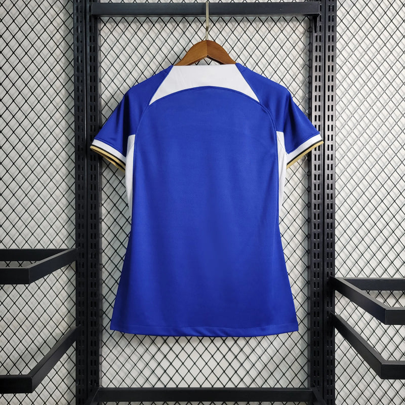 Camisa Chelsea Home 23/24 - Torcedor Feminina Azul Refletiva - Camisa de Time Oficial - Buyit