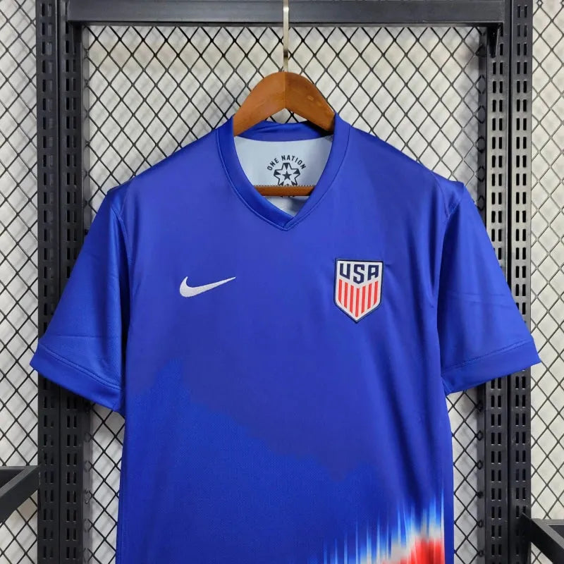 Camisa EUA Away 24/25 - Torcedor Masculina Azul e Vermelha - Camisa de Time Oficial - Buyit