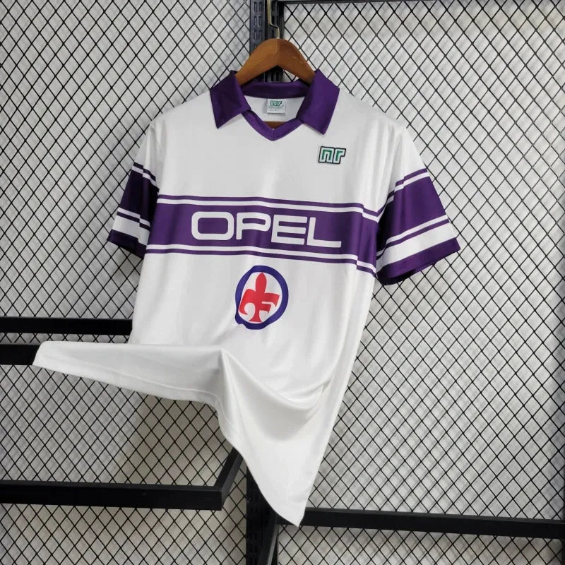 Camisa Fiorentina Away Retrô 1984/85 - Torcedor Masculina Branca OPEL - Camisa de Time Oficial - Buyit