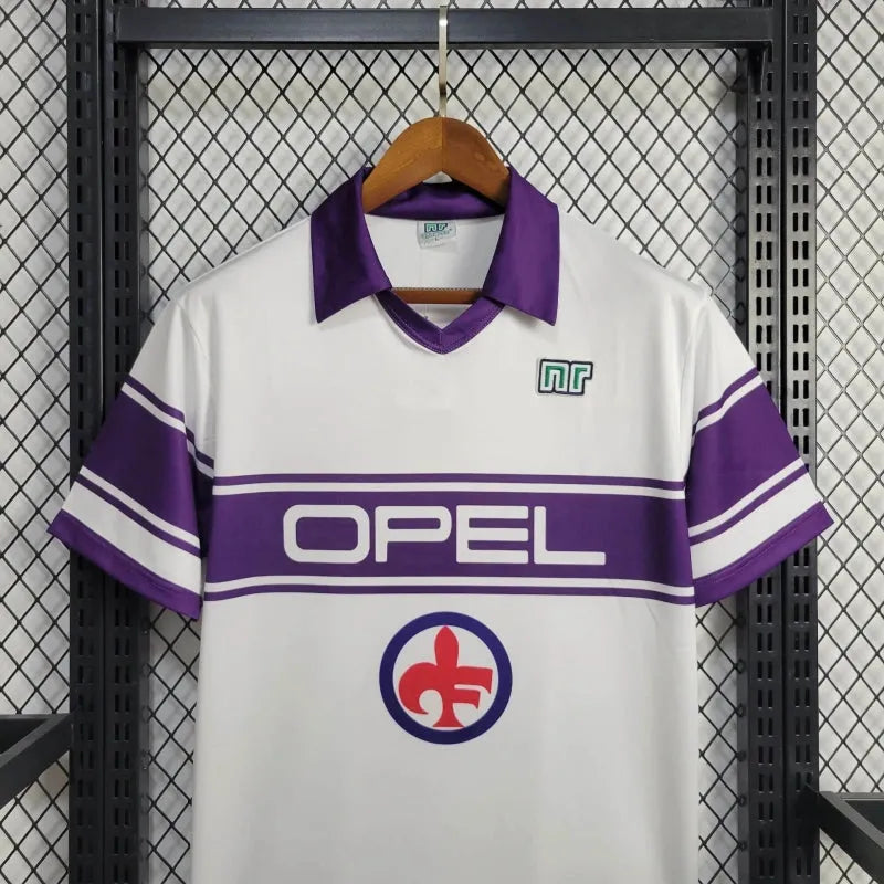 Camisa Fiorentina Away Retrô 1984/85 - Torcedor Masculina Branca OPEL - Camisa de Time Oficial - Buyit