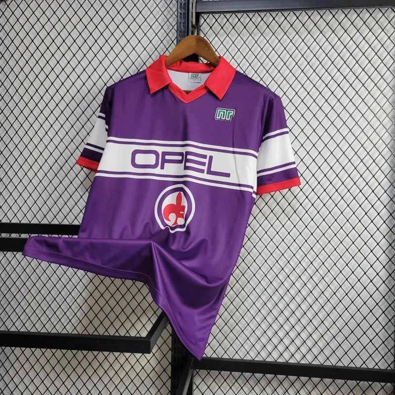 Camisa Fiorentina Home Retrô 1984/85 - Torcedor Masculina Roxa OPEL - Camisa de Time Oficial - Buyit