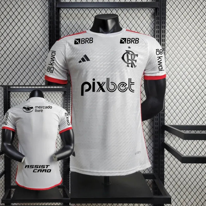 Camisa Flamengo Away 24/25 - Jogador Masculina Branca + Todos Patrocínios - Camisa de Time Oficial - Buyit