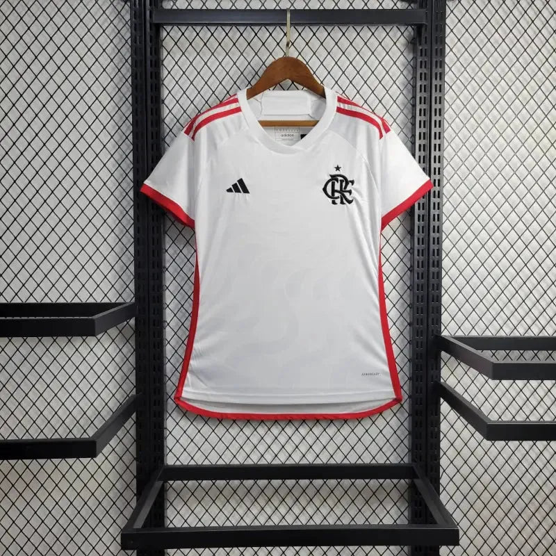 Camisa Flamengo Away 24/25 - Torcedor Feminina Branca + Todos Patrocínios - Camisa de Time Oficial - Buyit