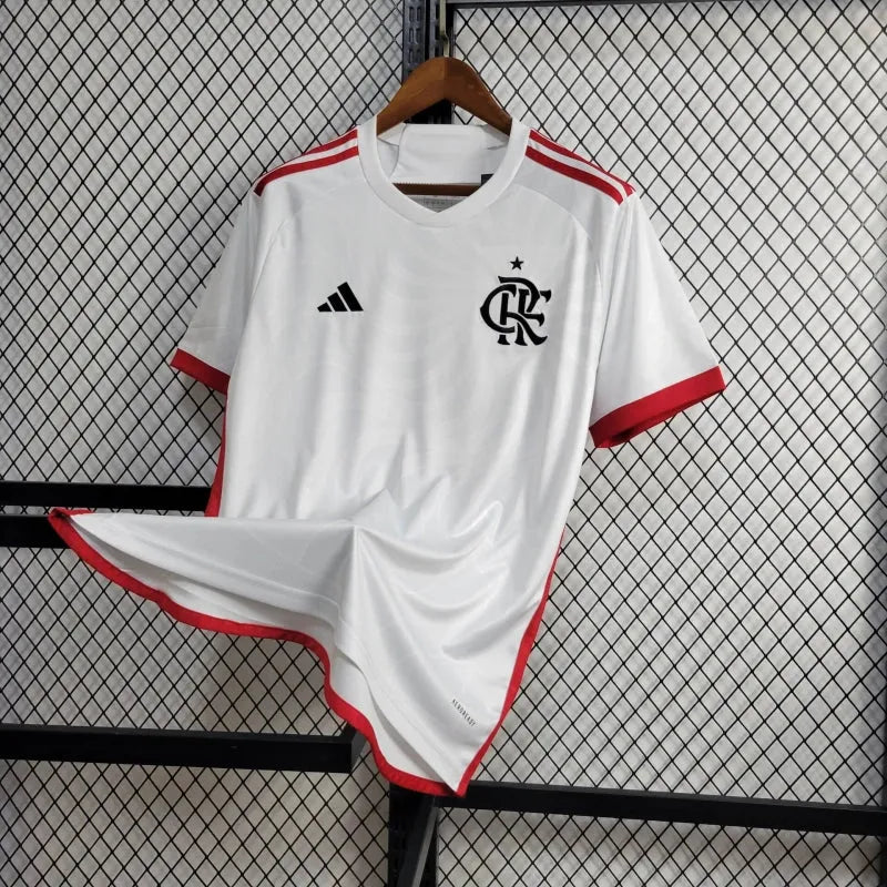 Camisa Flamengo Away 24/25 - Torcedor Masculina Branca + Todos Patrocínios - Camisa de Time Oficial - Buyit