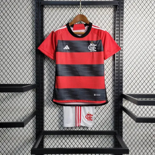 Camisa Flamengo Home 23/24 - Torcedor Infantil Vermelha e Preta - Camisa de Time Oficial - Buyit