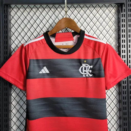 Camisa Flamengo Home 23/24 - Torcedor Infantil Vermelha e Preta - Camisa de Time Oficial - Buyit