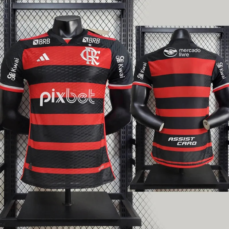 Camisa Flamengo Home 24/25 - Jogador Masculina + Patch Two Nations, One Passion - Camisa de Time Oficial - Buyit