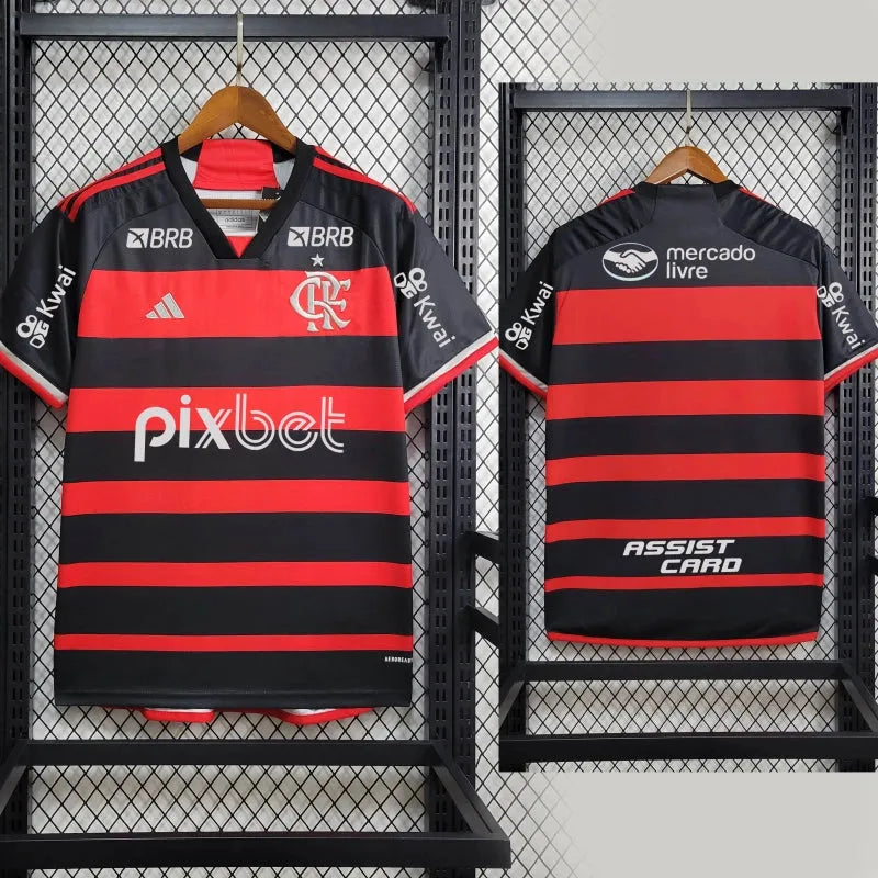 Camisa Flamengo Home 24/25 - Torcedor Masculina + Patch Two Nations, One Passion - Camisa de Time Oficial - Buyit