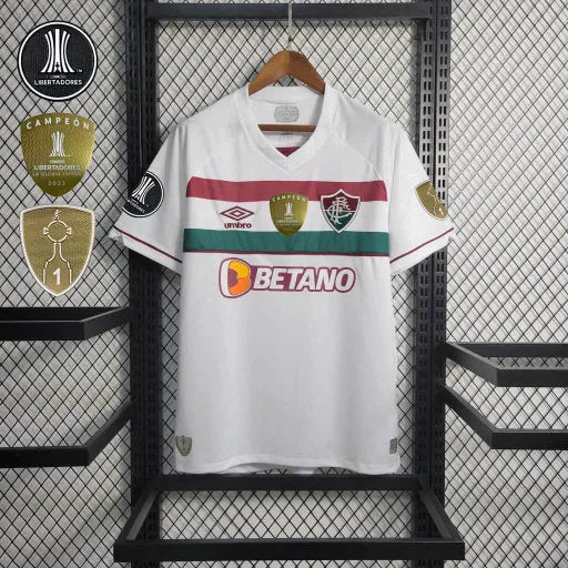 Camisa Fluminense Away 23/24 - Torcedor Masculina Branca + Patches Libertadores - Camisa de Time Oficial - Buyit