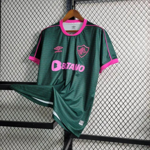 Camisa Fluminense Away II 23/24 - Torcedor Masculina Verde e Rosa + Patches Libertadores - Camisa de Time Oficial - Buyit