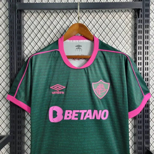 Camisa Fluminense Away II 23/24 - Torcedor Masculina Verde e Rosa + Patches Libertadores - Camisa de Time Oficial - Buyit