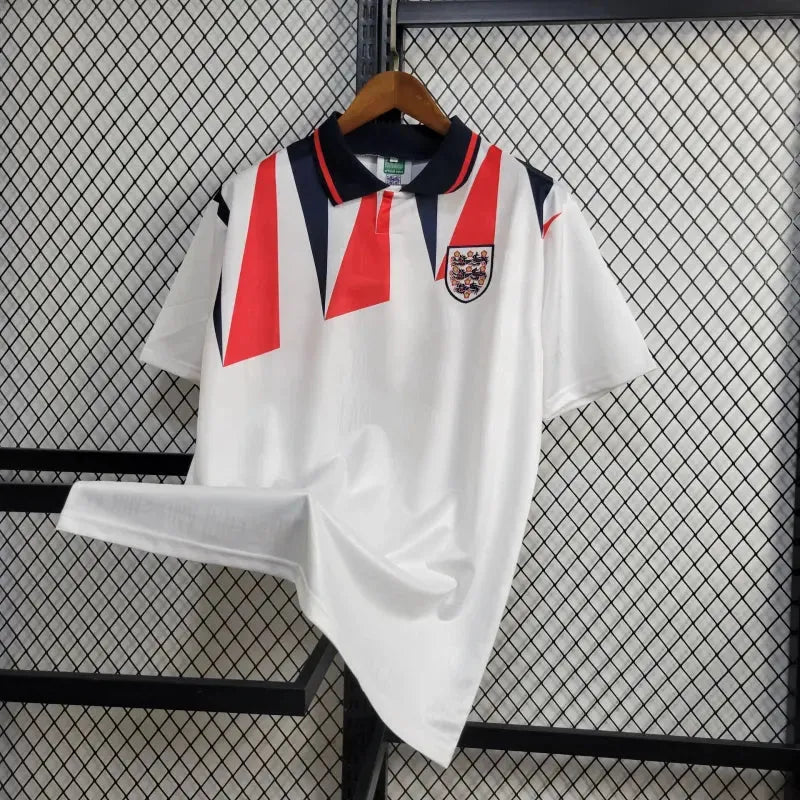 Camisa Inglaterra Retrô Home 1992 - Torcedor Masculina Branca - Camisa de Time Oficial - Buyit