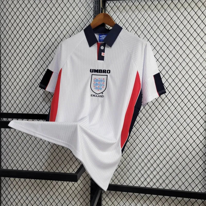 Camisa Inglaterra Retrô Home 1998 - Torcedor Masculina Branca - Camisa de Time Oficial - Buyit