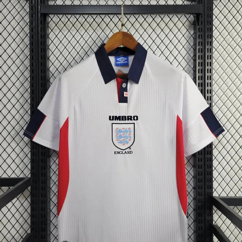 Camisa Inglaterra Retrô Home 1998 - Torcedor Masculina Branca - Camisa de Time Oficial - Buyit