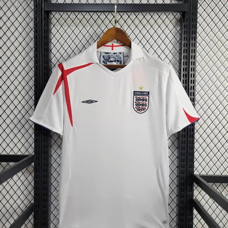 Camisa Inglaterra Retrô Home 2005 - Torcedor Masculina Branca - Camisa de Time Oficial - Buyit