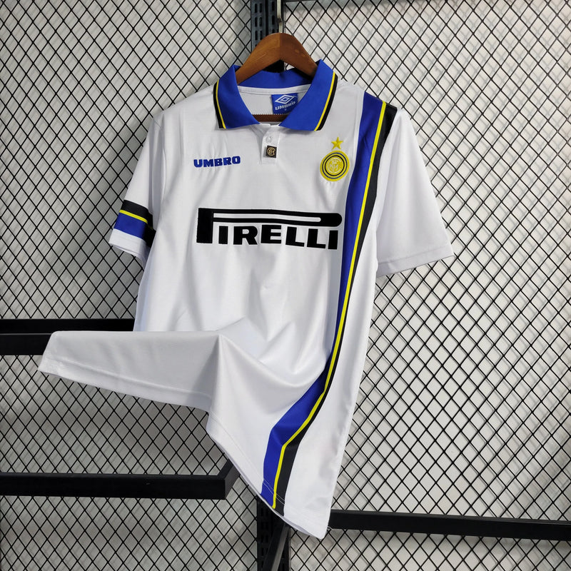 Camisa Inter de Milão Retrô Away 1997/1998- Torcedor Masculina Branca - Camisa de Time Oficial - Buyit