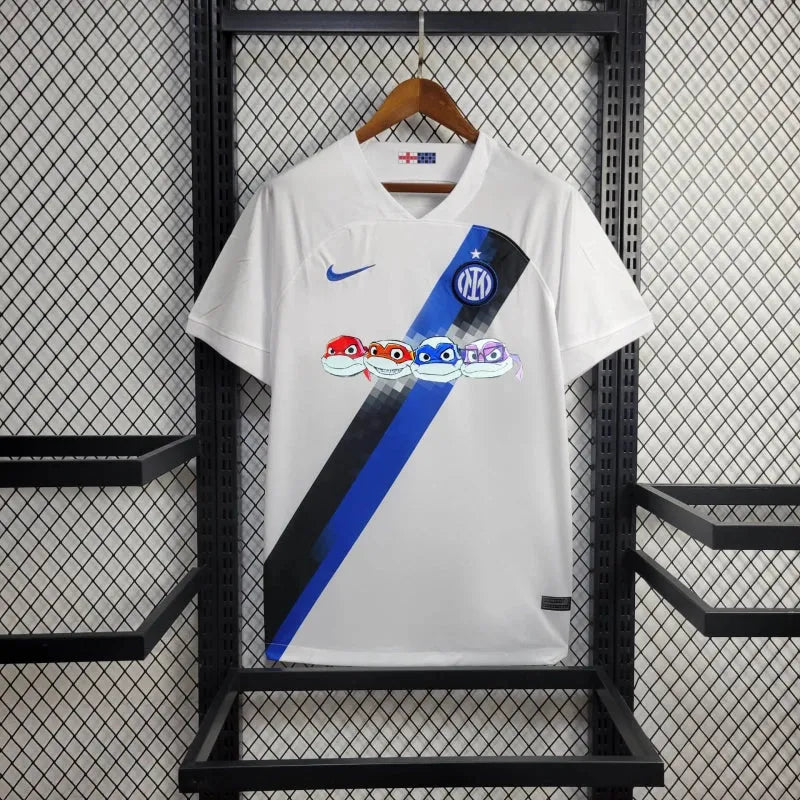 Camisa Inter de Milão Away 23/24 - Torcedor Masculina Branca + Patrocínio Tartarugas Ninja - Camisa de Time Oficial - Buyit