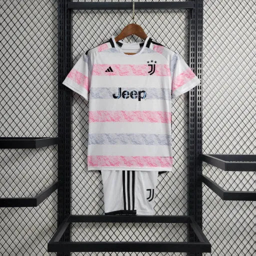 Camisa Juventus Away 23/24 - Torcedor Infantil Branca e Rosa - Camisa de Time Oficial - Buyit