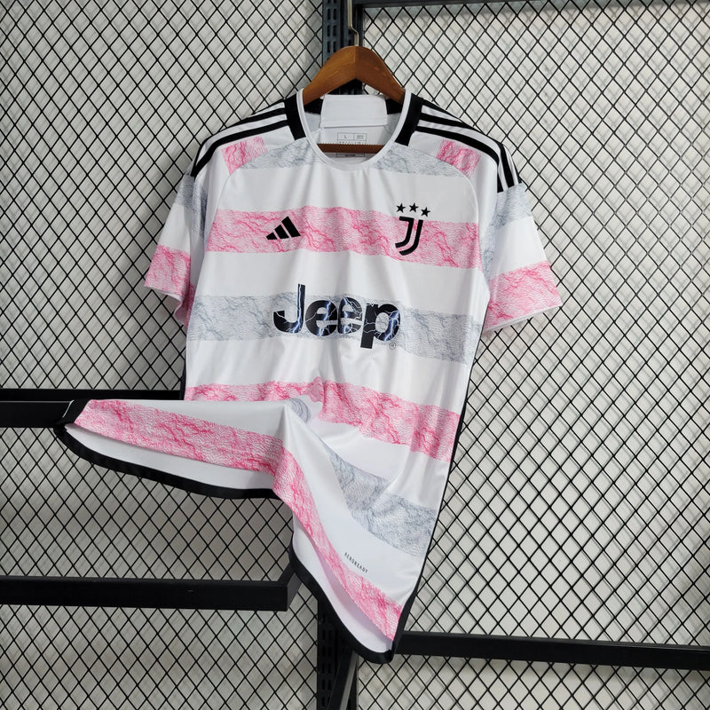 Camisa Juventus Away 23/24 - Torcedor Masculina Branca e Rosa - Camisa de Time Oficial - Buyit