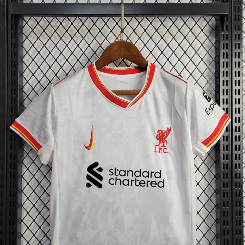 Camisa Liverpool Away 2 24/25 - Torcedor Infantil Branca - Camisa de Time Oficial - Buyit