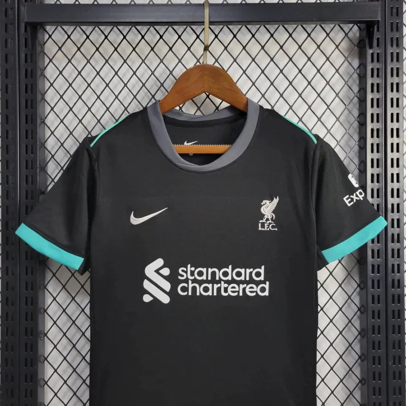 Camisa Liverpool Away 24/25 - Torcedor Infantil Preta - Camisa de Time Oficial - Buyit