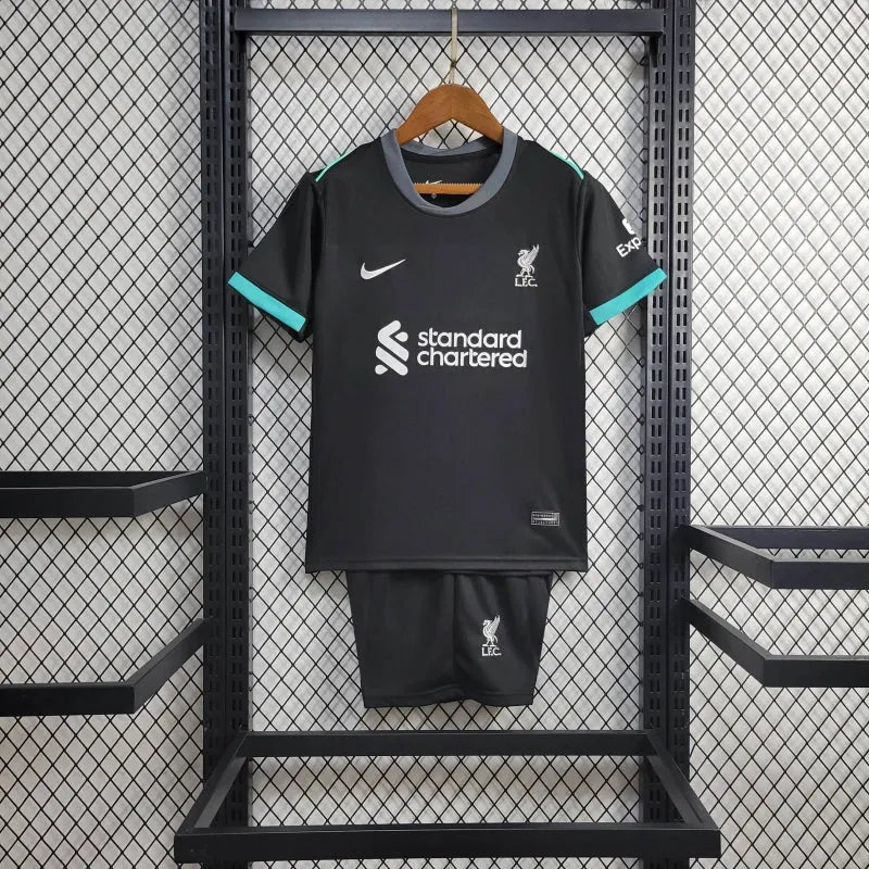 Camisa Liverpool Away 24/25 - Torcedor Infantil Preta - Camisa de Time Oficial - Buyit