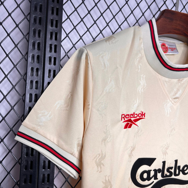 Camisa Liverpool Retrô Away 1996/97 - Torcedor Masculina Bege - Camisa de Time Oficial - Buyit