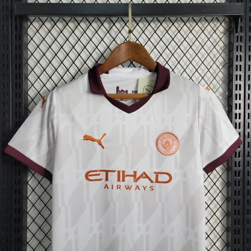 Camisa Manchester City Away 23/24 - Torcedor Infantil Branca - Camisa de Time Oficial - Buyit