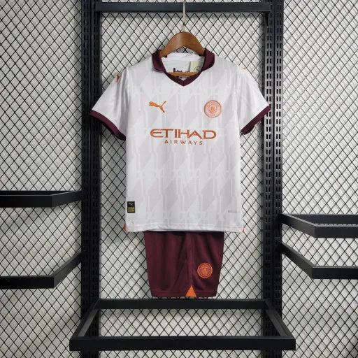 Camisa Manchester City Away 23/24 - Torcedor Infantil Branca - Camisa de Time Oficial - Buyit