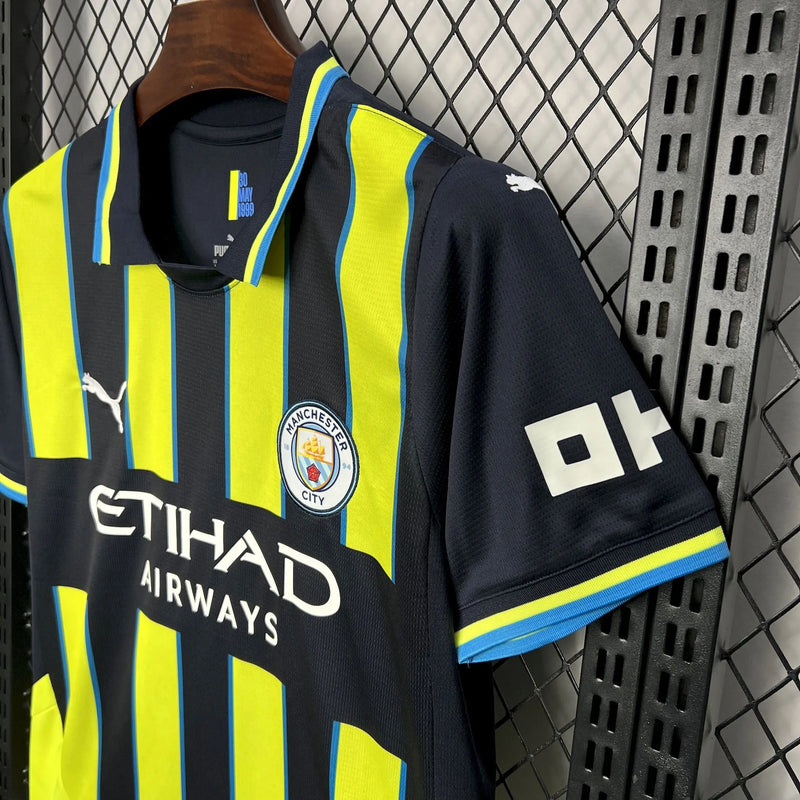 Camisa Manchester City Away 24/25 - Torcedor Masculina Preta e Verde - Camisa de Time Oficial - Buyit