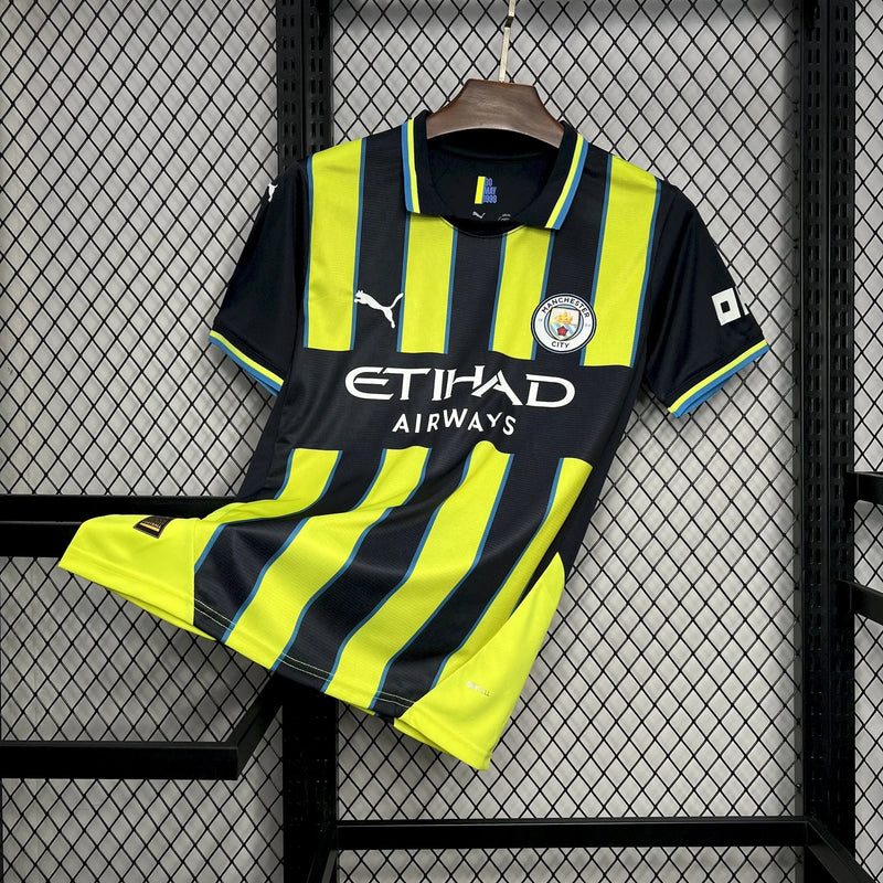 Camisa Manchester City Away 24/25 - Torcedor Masculina Preta e Verde - Camisa de Time Oficial - Buyit