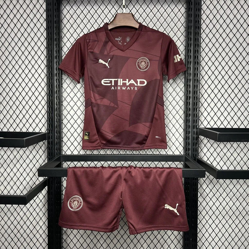 Camisa Manchester City Third Away 24/25 - Torcedor Infantil Vinho/Vermelha - Camisa de Time Oficial - Buyit