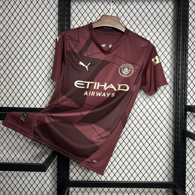 Camisa Manchester City Third Away 24/25 - Torcedor Masculina Vinho/Vermelha - Camisa de Time Oficial - Buyit