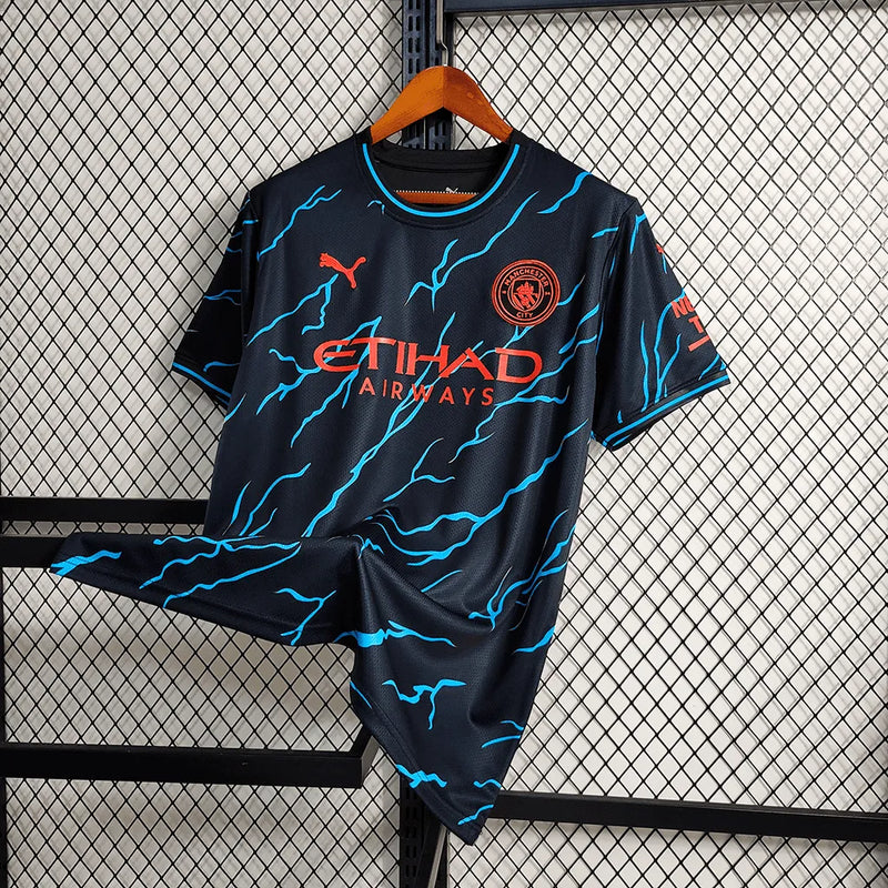 Camisa Manchester City Treino 23/24 - Torcedor Masculina Preta e Azul - Camisa de Time Oficial - Buyit