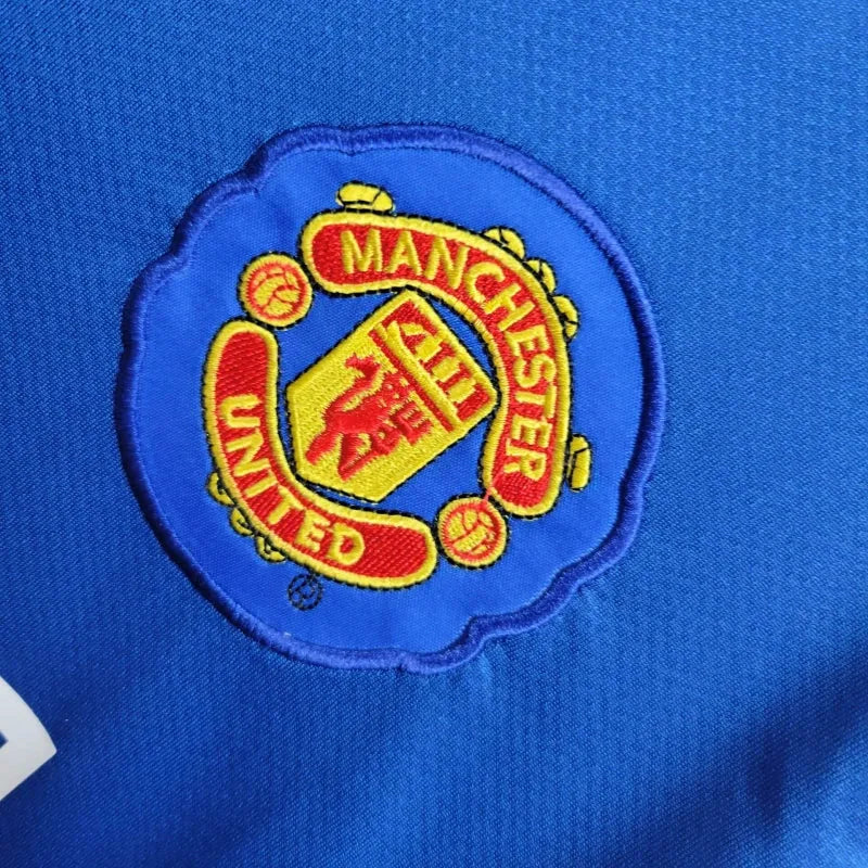 Camisa Manchester United Away Retrô 2008/09 - Torcedor Masculina Azul Manga Longa - Camisa de Time Oficial - Buyit