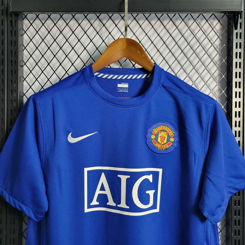 Camisa Manchester United Retrô Away 2008/09 - Torcedor Masculina Azul - Camisa de Time Oficial - Buyit