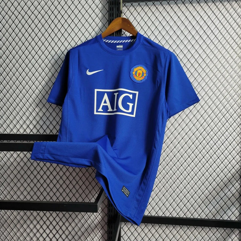 Camisa Manchester United Retrô Away 2008/09 - Torcedor Masculina Azul - Camisa de Time Oficial - Buyit