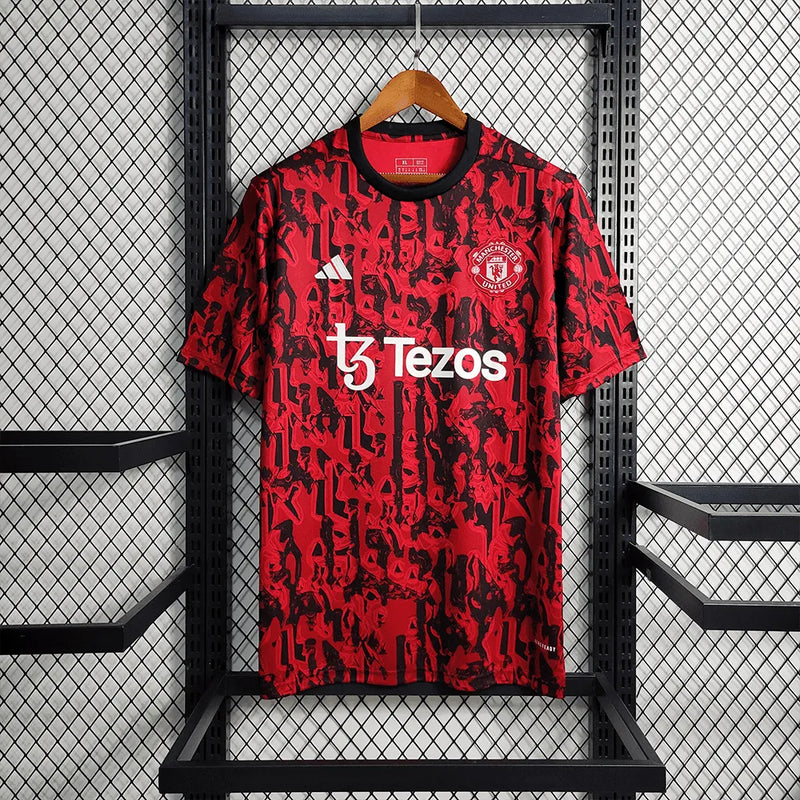 Camisa Manchester United Treino 23/24 - Torcedor Masculina Preta e Vermelha - Camisa de Time Oficial - Buyit