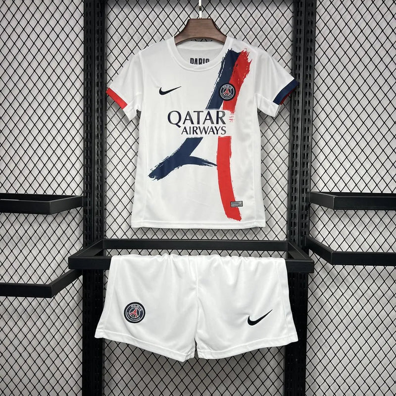 Camisa PSG Away 24/25 - Torcedor Infantil Branca - Camisa de Time Oficial - Buyit