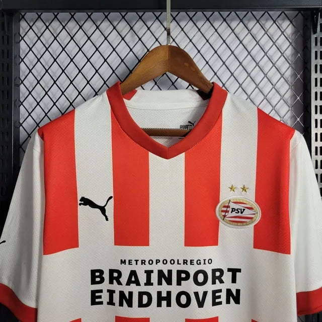 Camisa PSV Home 22/23 - Torcedor Masculina Branca e Vemelha - Camisa de Time Oficial - Buyit