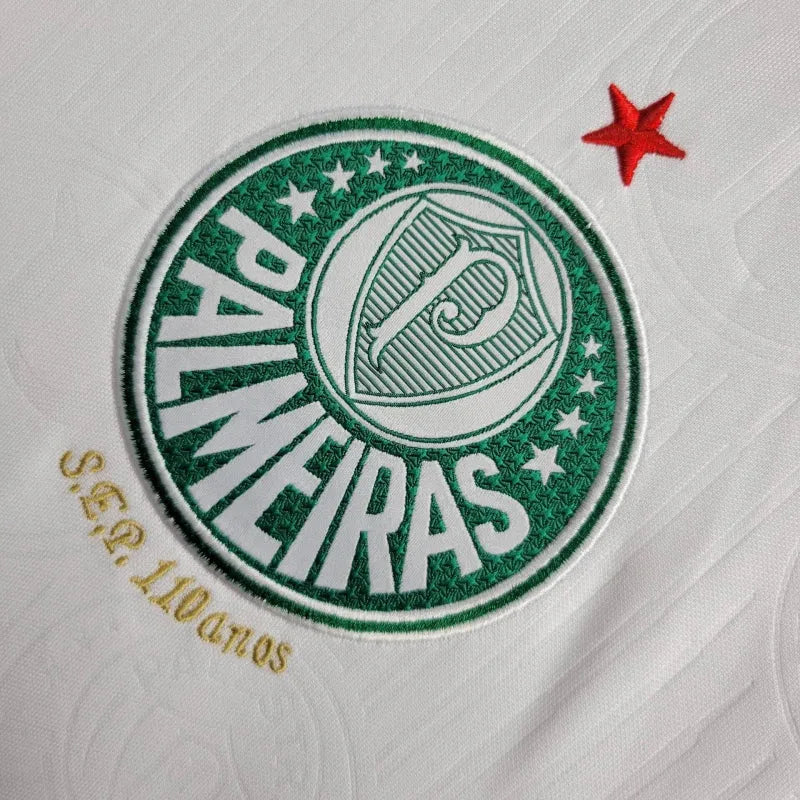 Camisa Palmeiras Away 24/25 - Torcedor Masculina Branca + Patch Brasileirão e Avanti + Patrocínios - Camisa de Time Oficial - Buyit