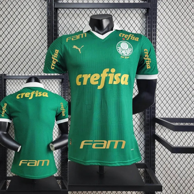 Camisa Palmeiras Home 24/25 - Jogador Masculina Verde + Patch Brasileirão e Avanti + Patrocínios - Camisa de Time Oficial - Buyit