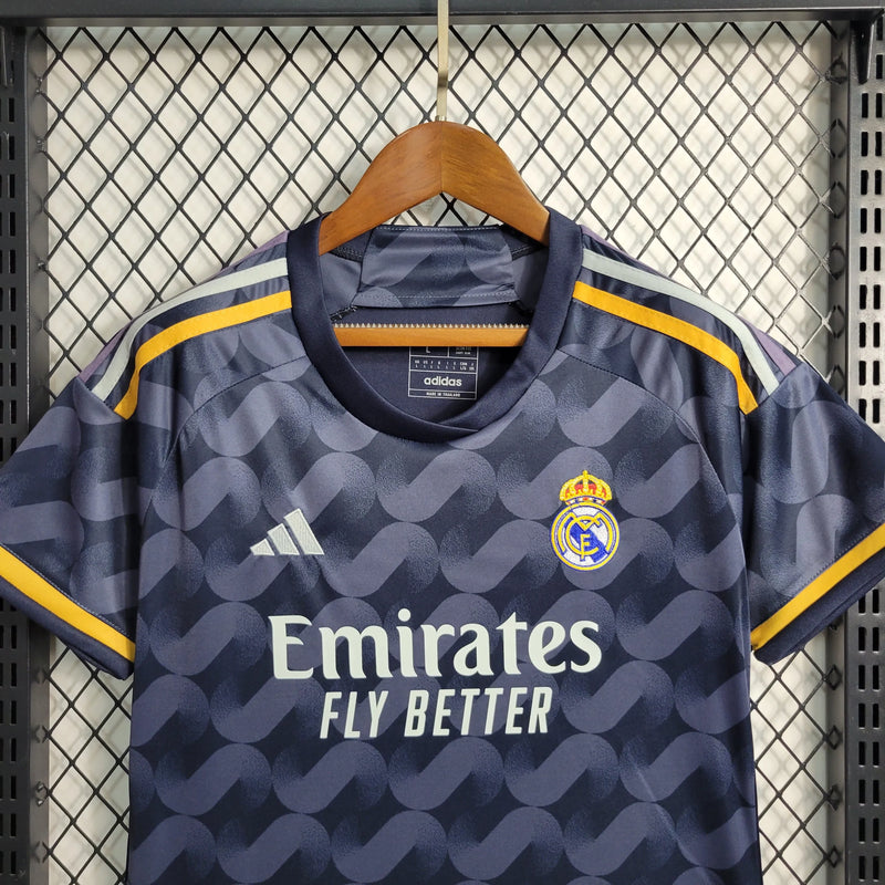 Camisa Real Madrid Away 23/24 - Torcedor Feminina Preta - Camisa de Time Oficial - Buyit