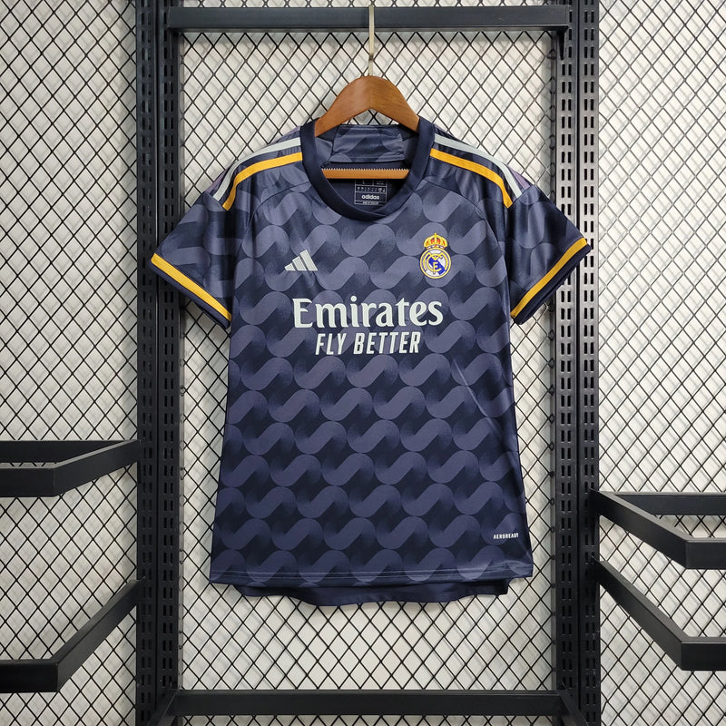 Camisa Real Madrid Away 23/24 - Torcedor Feminina Preta - Camisa de Time Oficial - Buyit